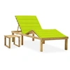 Image de Chaise longue de jardin avec table et coussin Pin imprégné