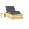 Image de Chaise longue de jardin avec table et coussin Pin imprégné3065954