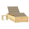 Image de Chaise longue de jardin avec table et coussin Pin imprégné