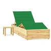Image de Chaise longue de jardin avec table et coussin Pin imprégné
