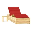 Image de Chaise longue de jardin avec table et coussin Pin imprégné