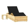 Image de Chaise longue de jardin avec table et coussin Pin imprégné