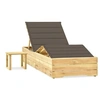 Image de Chaise longue de jardin avec table et coussin Pin imprégné3065962