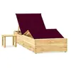 Image de Chaise longue de jardin avec table et coussin Pin imprégné