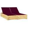 Image de Chaise longue double et coussins bordeaux Bois de pin imprégné