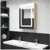 Image de Armoire de salle de bain à miroir LED blanc et chêne 50x13x70cm
