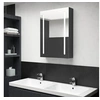 Image de Armoire de salle de bain à miroir LED noir brillant 50x13x70 cm