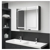 Image de Armoire de salle de bain à miroir LED noir brillant 80x12x68 cm
