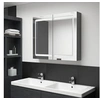 Image de Armoire de salle de bain à miroir LED gris 80x12x68 cm