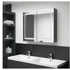 Image de Armoire de salle de bain à miroir LED Gris brillant 80x12x68 cm
