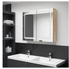 Image de Armoire de salle de bain à miroir LED Chêne 80x12x68 cm