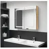 Image de Armoire de salle de bain à miroir à LED Blanc et chêne