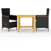 Image de Ensemble de Salle à Manger de Jardin 3 pcs Mobilier à Dîner d'Extérieur Table et Chaises de Repas de Patio Salon de 3068705