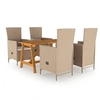 Image de Ensemble de Salle à Manger de Jardin 5 pcs Mobilier à Dîner d'Extérieur Table et Chaises de Repas de Patio Salon de 3068759