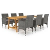 Image de Ensemble de Salle à Manger de Jardin 7 pcs Mobilier à Dîner d'Extérieur Table et Chaises de Repas de Patio Salon de Jardin Terrasse Gris