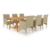 Image de Ensemble de Salle à Manger de Jardin 7 pcs Mobilier à Dîner d'Extérieur Table et Chaises de Repas de Patio Salon de Jardin Terrasse Beige