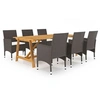 Image de Ensemble de salle à manger de jardin 7 pcs Marron