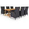 Image de Ensemble de Salle à Manger de Jardin 7 pcs Mobilier à Dîner d'Extérieur Salon de Jardin Table et Chaises de Repas de Terrasse Patio Noir 3068799