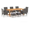 Image de Salon de jardin polyethylene gris 9 pieces