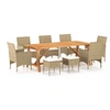 Image de Ensemble de Salle à Manger de Jardin 9 pcs Mobilier à Dîner d'Extérieur Table et Chaises de Repas de Patio Salon de Jardin Terrasse Beige 3068802