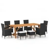 Image de Ensemble de Salle à Manger de Jardin 9 pcs Mobilier à Dîner de Terrasse Table et Chaises de Repas de Patio Salon de Jardin Extérieur Noir 3068804