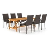 Image de Ensemble de Salle à Manger de Jardin 7 pcs Mobilier à Dîner d'Extérieur Salon de Jardin Table et Chaises de Repas de Terrasse Patio Marron
