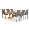 Image de Ensemble de Salle à Manger de Jardin 7 pcs Mobilier à Dîner d'Extérieur Table et Chaises de Repas de Terrasse Salon de Jardin Patio Gris