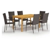 Image de Ensemble à manger de jardin 7 pcs Marron