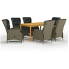 Image de Ensemble de Salle à Manger de Jardin 7 pcs Mobilier à Dîner de Terrasse Table et Chaises de Repas de Patio Salon de Jardin Extérieur Marron