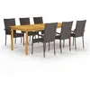 Image de Ensemble à manger de jardin 7 pcs Marron
