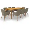 Image de Ensemble à manger de jardin 9 pcs Marron