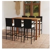 Image de Ensemble de bar de jardin avec coussins 7 pcs Noir