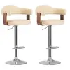 Image de Tabourets de bar lot de 2 crème bois courbé et similicuir