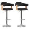 Image de Tabourets de bar lot de 2 noir bois courbé et similicuir