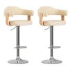 Image de Tabourets de bar lot de 2 crème bois courbé et similicuir