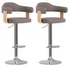 Image de Tabourets de bar lot de 2 taupe bois courbé et tissu327339