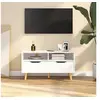 Image de Meuble TV, Armoire de Télévision avec Compartiment, Meuble Télé de Salon, Armoire de Rangement Salle de Séjour Intérieur, Blanc Brillant Bois