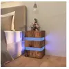 Image de Table de chevet à LED chêne fumé 45x35x67 cm bois d ingénierie