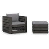 Image de Salon de jardin modulable bois gris 2 pieces 70 x 77 x 66 cm 2 personnes