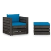 Image de Salon de jardin modulable bois bleu 2 pieces x 77 x 66 2 personnes
