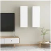 Image de Meubles TV 2 pcs Blanc 30,5x30x90 cm Bois d'ingénierie