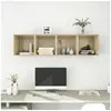 Image de Armoires Murales 4 pcs, Meuble de Rangement Suspendu, Armoire Flottante Salon Salle de Séjour Maison Intérieur, Chêne Sonoma Bois d'Ingénierie