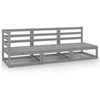 Image de Salon de jardin modulable 3 personnes gris 3 pieces x 70 x 67 bois massif