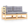 Image de Salon de jardin modulable bois massif gris 2 pieces x 70 x 67 2 personnes