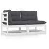 Image de Bois massif gris 2 pieces 2 personnes 70 x 70 x 67 salon de jardin modulable