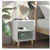 Image de Table de chevet avec pieds en bois massif Blanc 40x30x50 cm