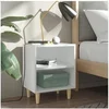 Image de Tables de chevet avec pieds en bois 2 pcs Blanc 40x30x50 cm