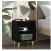 Image de Nachtkastjes 2 st met massief houten poten 40x30x50 cm zwart805782
