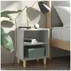 Image de Table de chevet avec pieds en bois Gris béton 40x30x50 cm