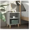 Image de Tables de chevet avec pieds en bois 2 pcs Gris béton 40x30x50cm
